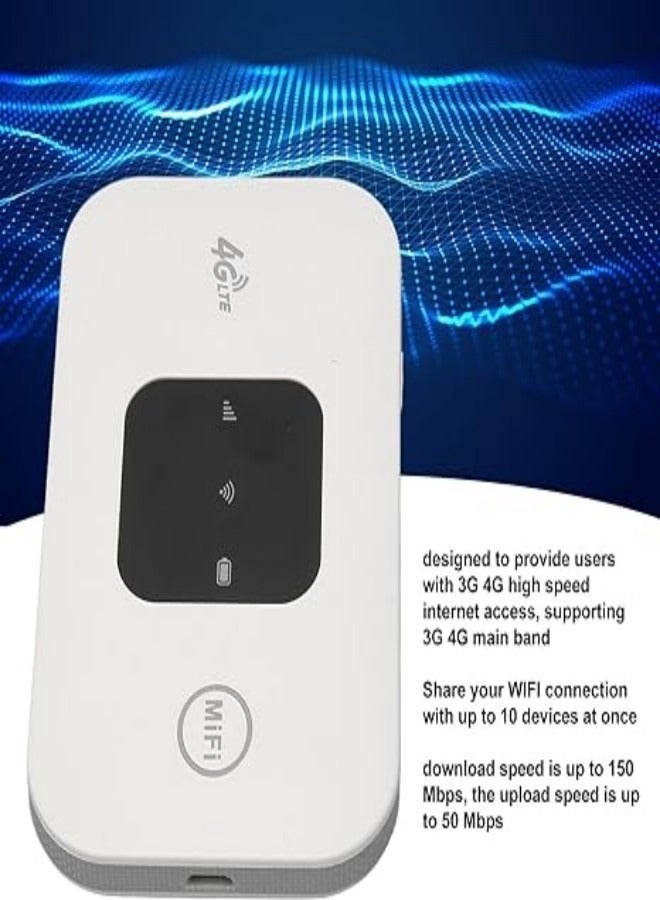 Wireless LTE Router, 2100mAh Battery 10 Devices Share 150Mbps SIM Card Slot Slim Compact 4G WiFi Router for Travel - Image 3