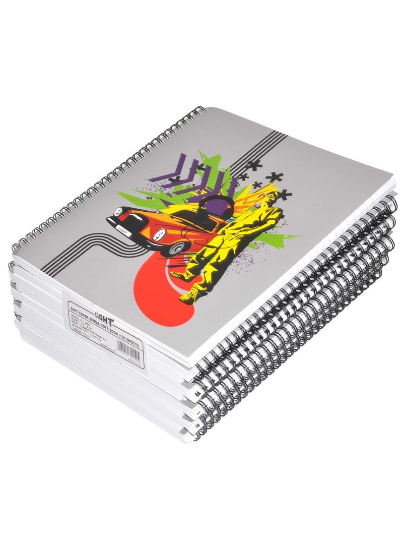 FIS LIGHT Pack of 10 Design Soft Cover Notebook 10X8 Inches (25.4 X 20.32 Cm) Single Line 100 Sheets  -LINBS1001081112 - Image 1