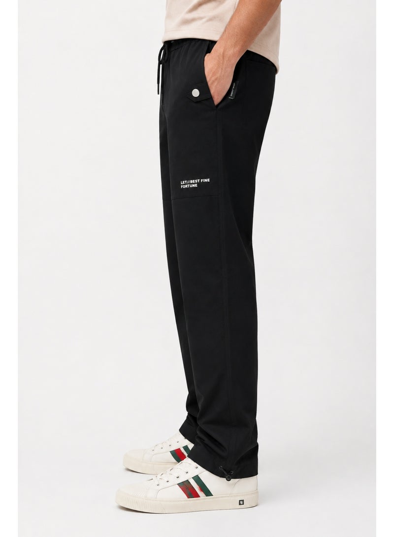 WHITE RABBIT Slip On Plain Black Practical Joggers - Image 4
