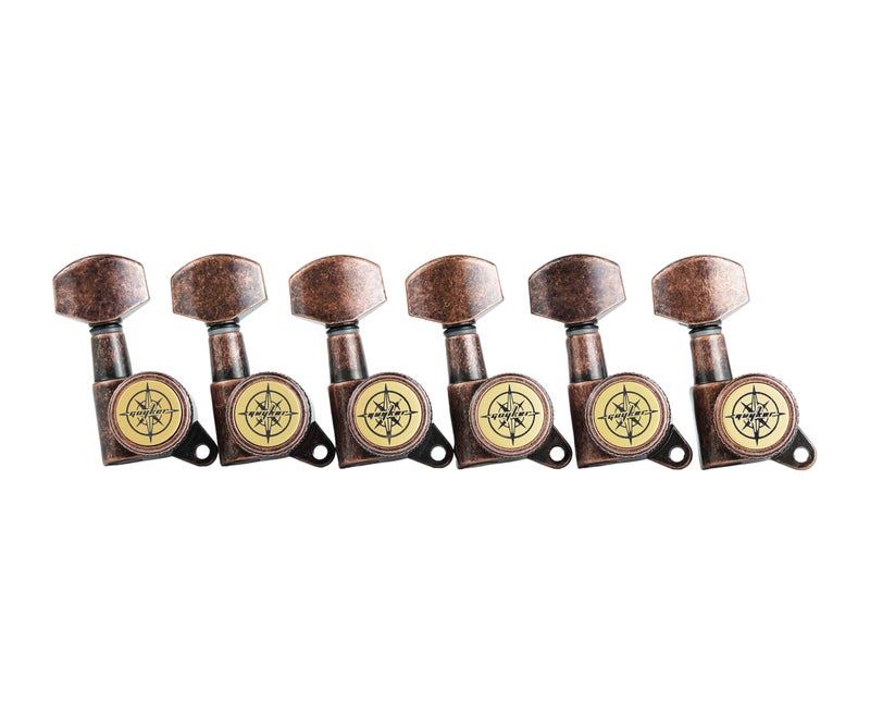 Guyker Guitar Locking Tuners (6 for Right) - 1:18 Lock String Tuning Key Pegs Machine Head Replacement for ST TL SG LP Style Electric, Folk or Acoustic Guitars - Antique Bronze - Image 3