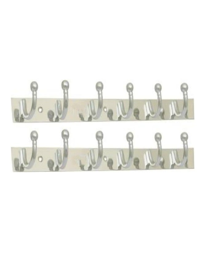 BATHONIX Vintage Hanger Stainless Steel 6 Pin Cloth Hanger Wall Mounted (Pack of 2) - Image 1
