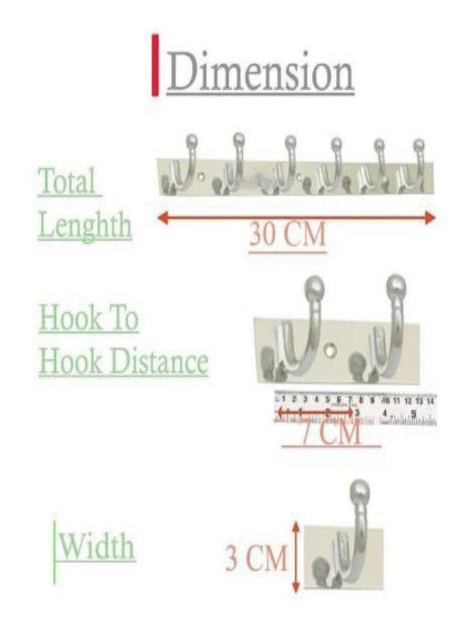 BATHONIX Vintage Hanger Stainless Steel 6 Pin Cloth Hanger Wall Mounted (Pack of 2) - Image 3
