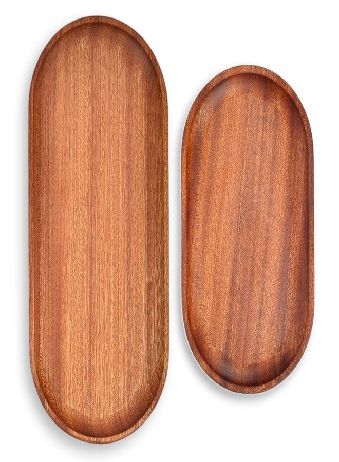 Linwnil 6 Pack Solid Wood Serving Platters and Trays of Natural Wood with Edge,Rectangular Avoid Sliding and Spilling Food (Walnut Trays x 6Pack) - Image 2