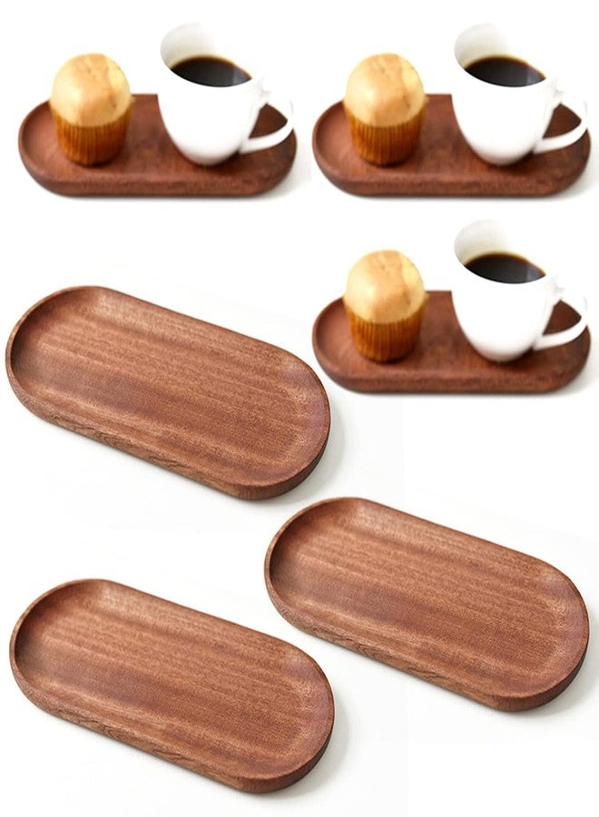 Linwnil 6 Pack Solid Wood Serving Platters and Trays of Natural Wood with Edge,Rectangular Avoid Sliding and Spilling Food (Walnut Trays x 6Pack) - Image 1