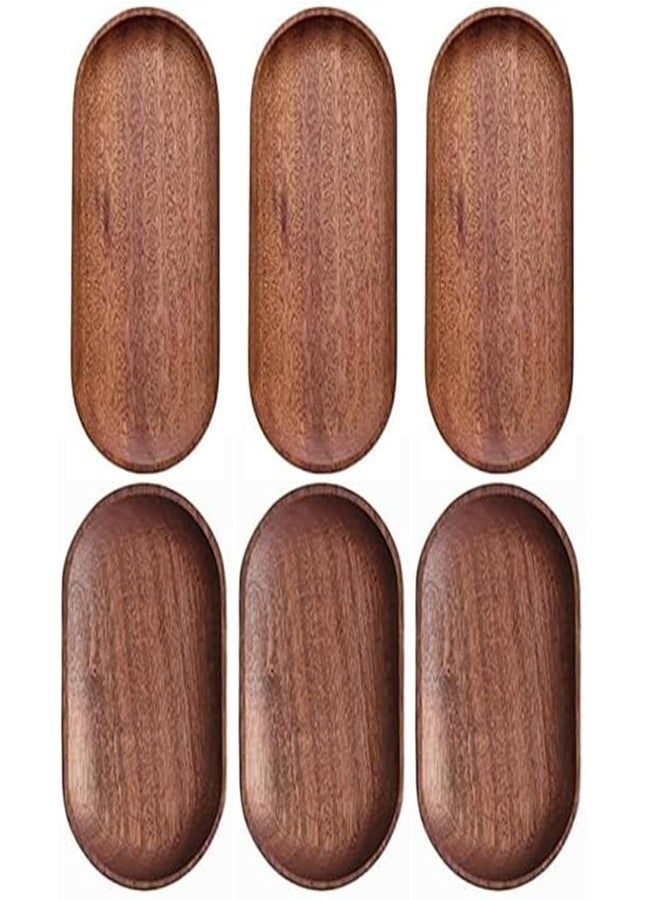Linwnil 6 Pack Solid Wood Serving Platters and Trays of Natural Wood with Edge,Rectangular Avoid Sliding and Spilling Food (Walnut Trays x 6Pack) - Image 5