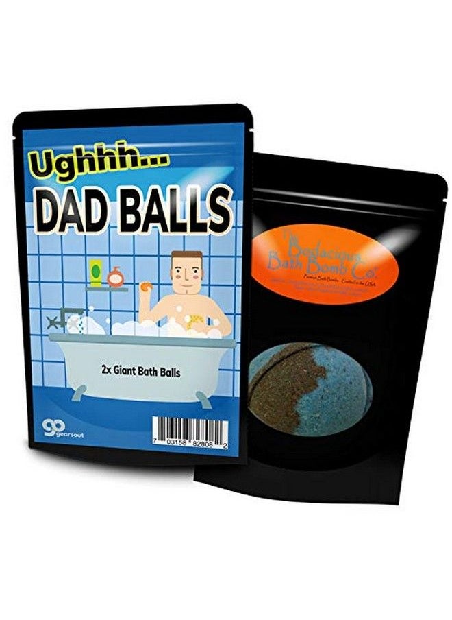Dad Balls Bath Bombs Funny Dad In Bath Design Xl Bath Fizzers For Men Black And Blue Marbled Handcrafted 2 Pk