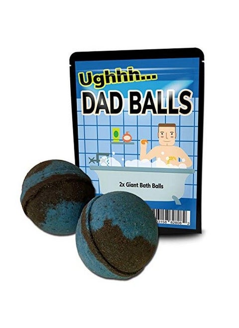 Dad Balls Bath Bombs Funny Dad In Bath Design Xl Bath Fizzers For Men Black And Blue Marbled Handcrafted 2 Pk