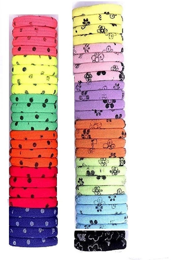 DIAN Assorted Pack of 50 Print Multicolor Hair Rubber Bands, Ponytail Holders, Hair Tie, Hair Bow, Hair Accessories for Women, Teens and Girl - Image 1