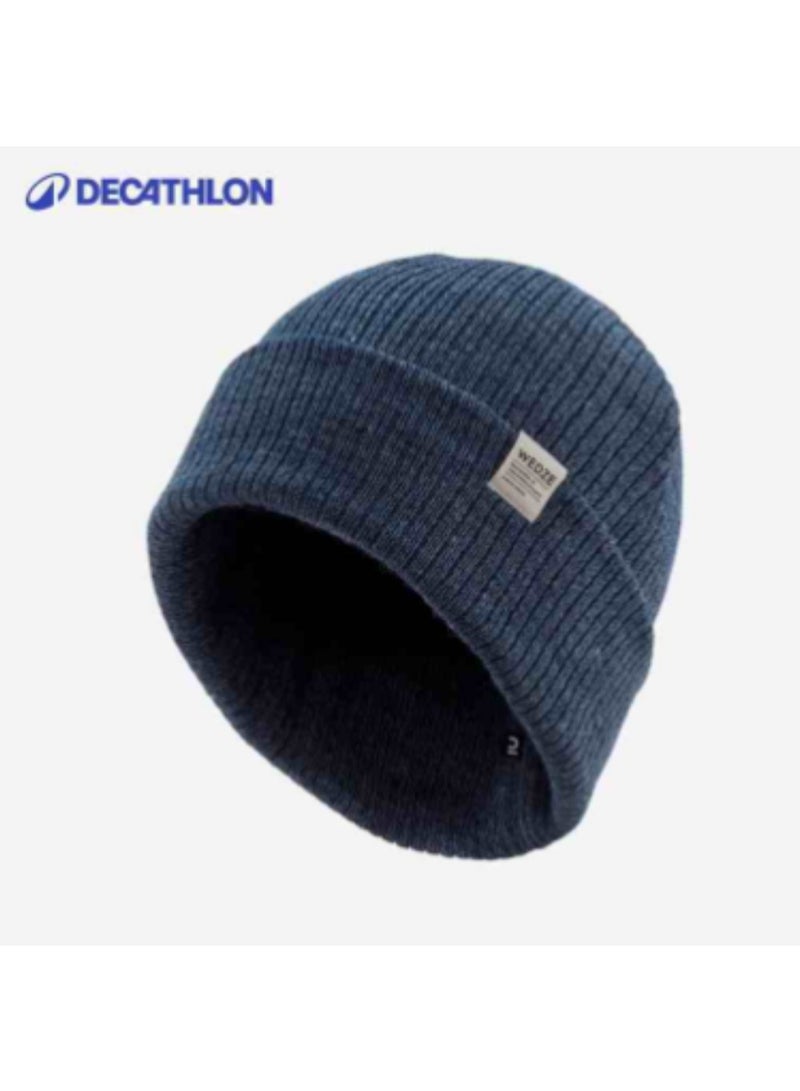 Decathlon Cozy and Fashionable Blue Knitted Beanie Hat for Cold - Weather Warmth and Stylish Outdoor Looks 56-59cm