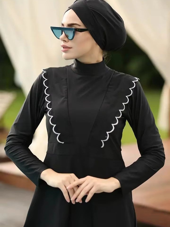 عبر الحدود الساخنة بيع المحافظة ثلاث قطع ملابس السباحة للنساء مع الحواف المطرزة و Slim Fit - Image 4