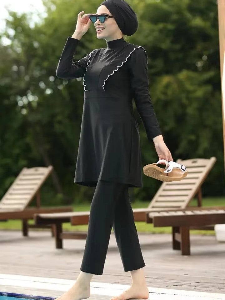عبر الحدود الساخنة بيع المحافظة ثلاث قطع ملابس السباحة للنساء مع الحواف المطرزة و Slim Fit - Image 2