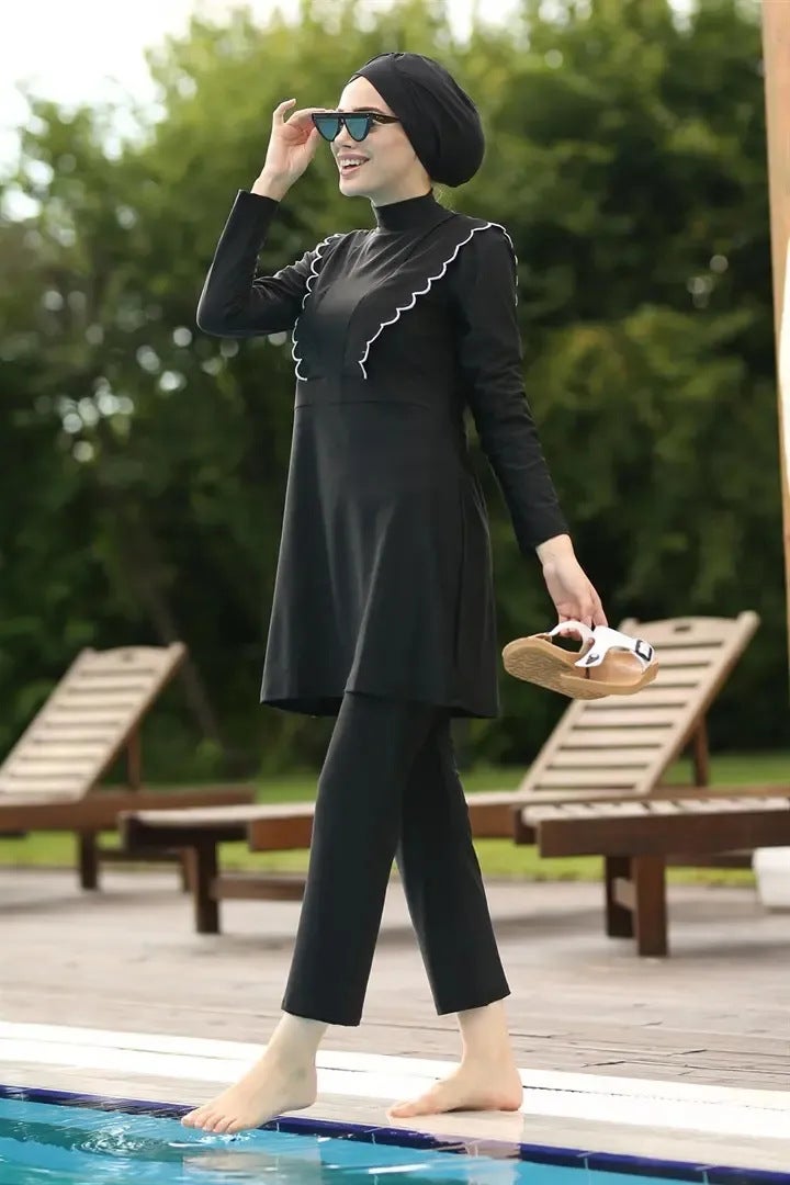 عبر الحدود الساخنة بيع المحافظة ثلاث قطع ملابس السباحة للنساء مع الحواف المطرزة و Slim Fit - Image 1