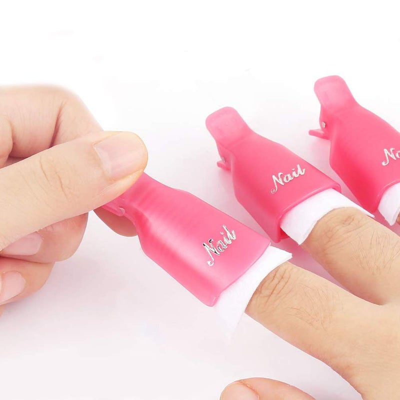 KINGMAS 10 Pcs Gel Nail Polish Remover Clips, Plastic Acrylic Nail Art Remover Soak Off Wrap Cleaner Cap Clip - Image 4