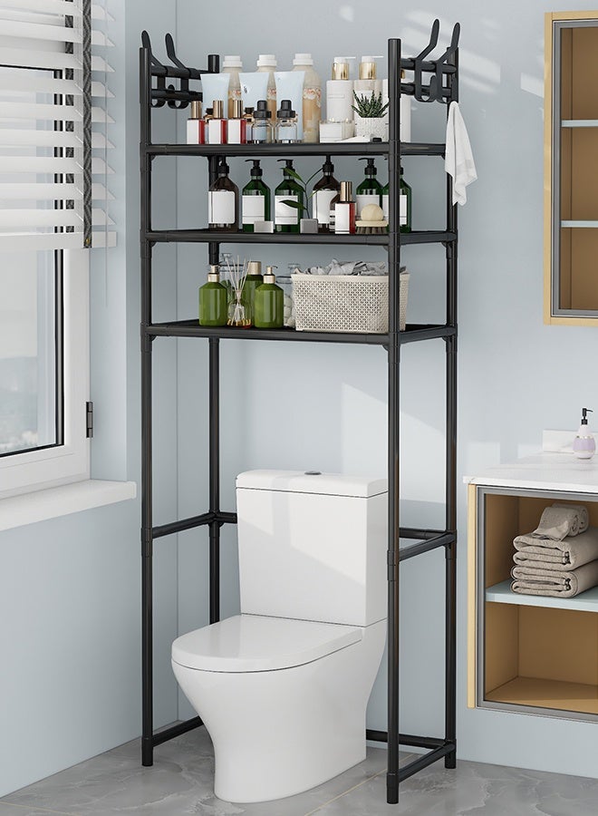 DUNISO 3 Tier Storage Shelves, Stable Bathroom Shelf Organizer, Storage Rack with Armrests, Removable Free Standing Rack, Multipurpose Rack for Over The Toilet Bathroom, Shelving Unit for Laundry Room,Living Room,Garage,Pantry,Study Room - Image 5