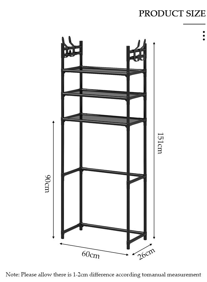 DUNISO 3 Tier Storage Shelves, Stable Bathroom Shelf Organizer, Storage Rack with Armrests, Removable Free Standing Rack, Multipurpose Rack for Over The Toilet Bathroom, Shelving Unit for Laundry Room,Living Room,Garage,Pantry,Study Room - Image 2