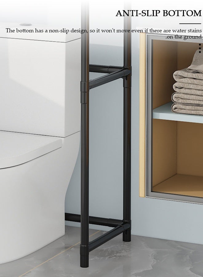 DUNISO 3 Tier Storage Shelves, Stable Bathroom Shelf Organizer, Storage Rack with Armrests, Removable Free Standing Rack, Multipurpose Rack for Over The Toilet Bathroom, Shelving Unit for Laundry Room,Living Room,Garage,Pantry,Study Room - Image 4