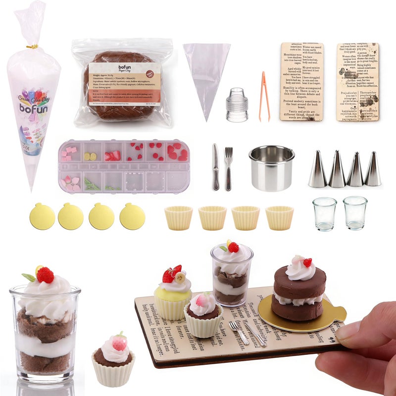 BoFUN Mini Craft Baking Kit, DIY Food Making Set for Teens Adults, Miniature Bakery Craft, Girls Night Date Night Activity, 1:12 Scale Dollhouse Accessories (Mini Cake) - Image 1