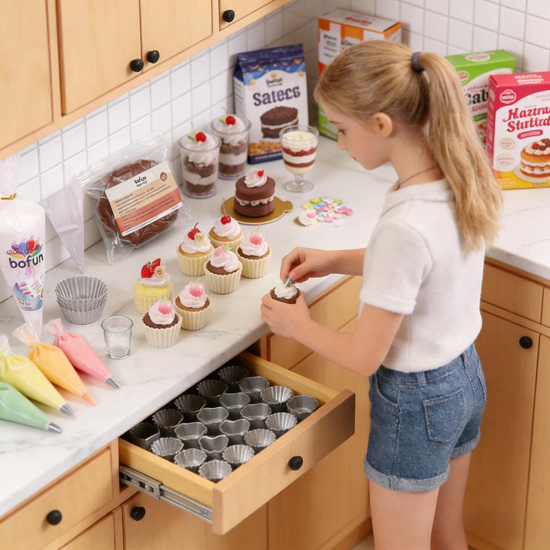 BoFUN Mini Craft Baking Kit, DIY Food Making Set for Teens Adults, Miniature Bakery Craft, Girls Night Date Night Activity, 1:12 Scale Dollhouse Accessories (Mini Cake) - Image 5