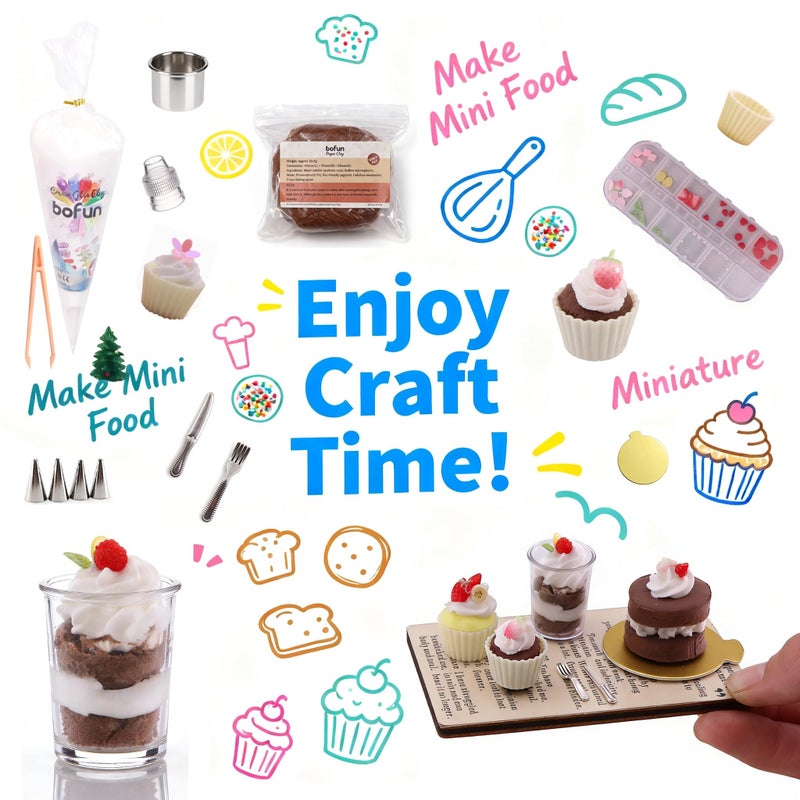 BoFUN Mini Craft Baking Kit, DIY Food Making Set for Teens Adults, Miniature Bakery Craft, Girls Night Date Night Activity, 1:12 Scale Dollhouse Accessories (Mini Cake) - Image 2