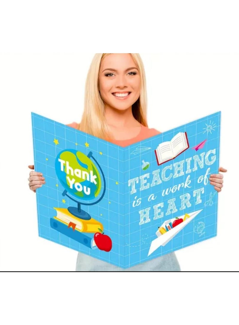Large Teacher Thank You Cards From Big Teachers Appreciation Gifts Giant Gratitude Greeting Cards with Envelope Thanks for Back to School Birthday Party Christmas Jumbo Gifts - Image 1