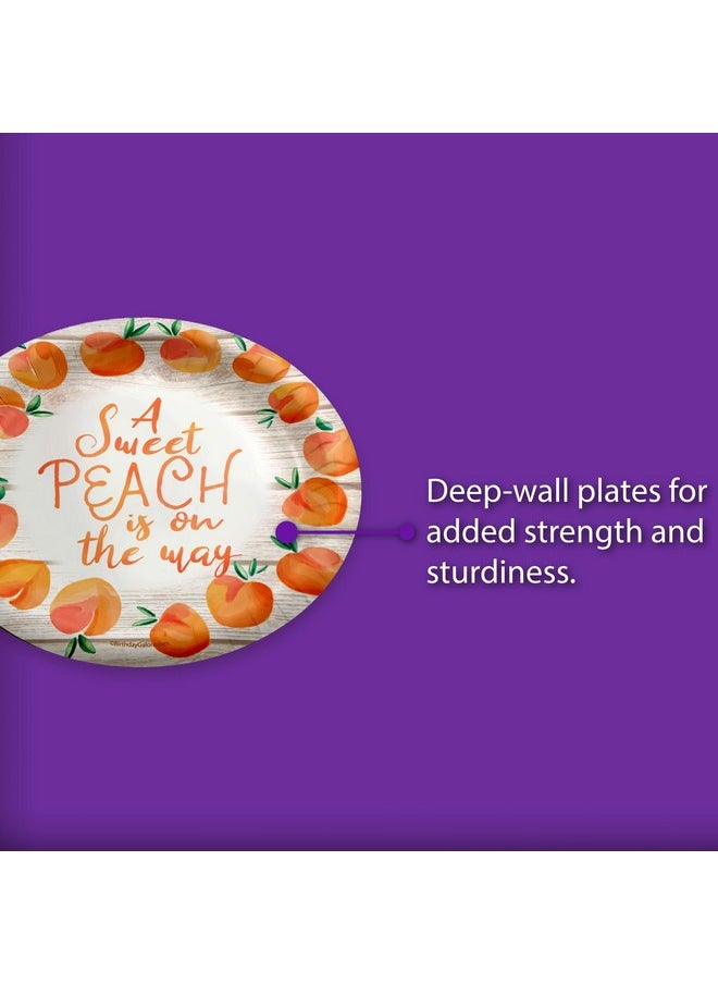 Birthday Galore Birthday Galore Sweet Peach on the Way Baby Shower Party Supplies Large 9" Paper Plates in Bulk 32 Piece  - Image 3