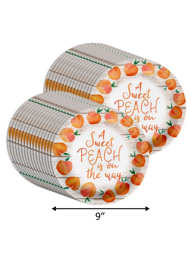 Birthday Galore Birthday Galore Sweet Peach on the Way Baby Shower Party Supplies Large 9" Paper Plates in Bulk 32 Piece  - Image 2