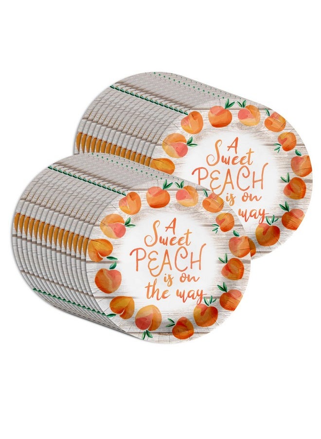 Birthday Galore Birthday Galore Sweet Peach on the Way Baby Shower Party Supplies Large 9" Paper Plates in Bulk 32 Piece  - Image 5
