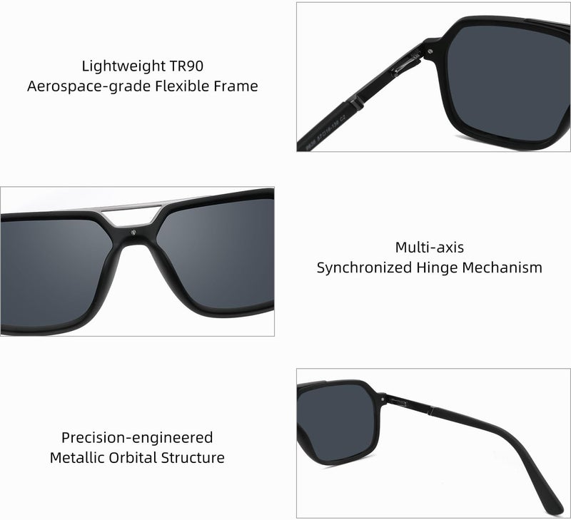 PUKCLAR Sunglasses for Men Polarized - Lightweight TR90 Frame - UV400 Protection - Spring Hinges for Driving and Outdoor Sports - Image 3