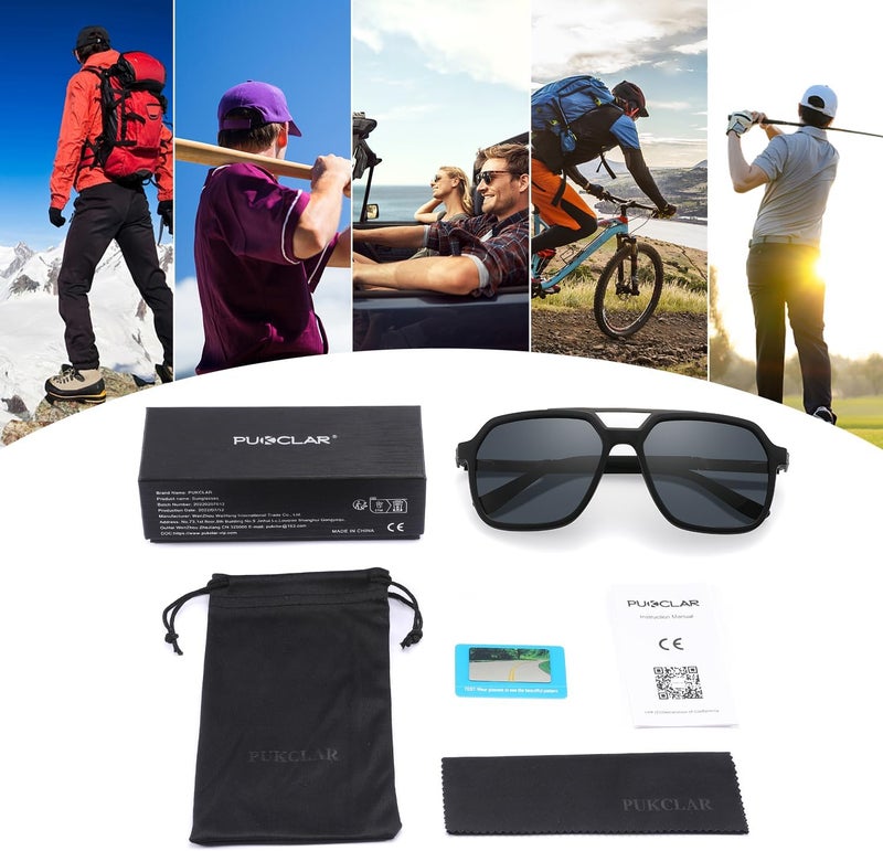 PUKCLAR Sunglasses for Men Polarized - Lightweight TR90 Frame - UV400 Protection - Spring Hinges for Driving and Outdoor Sports - Image 4