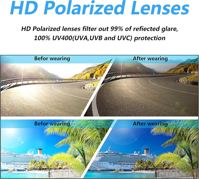 PUKCLAR Sunglasses for Men Polarized - Lightweight TR90 Frame - UV400 Protection - Spring Hinges for Driving and Outdoor Sports - Image 5