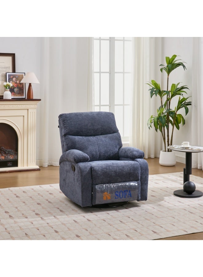 كرسي استرخاء مفرد قابل للدوران 360 درجة، من القماش بتصميم حديث، للجلوس المنزلي، أزرق، المقاس 83x90x100 سم - Image 1