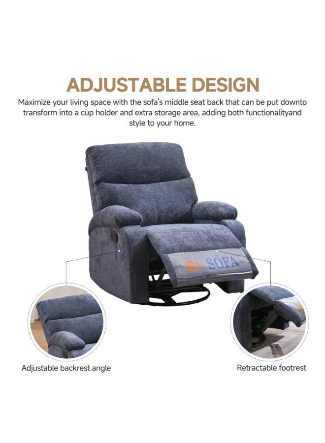 كرسي استرخاء مفرد قابل للدوران 360 درجة، من القماش بتصميم حديث، للجلوس المنزلي، أزرق، المقاس 83x90x100 سم - Image 3