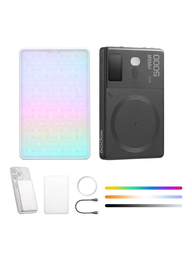 Godox Godox MA5R Magnetic RGB Selfie Light & Power Bank – Full Color Fill Light with 14 FX Modes, 1800K–10000K CCT, CRI95+, APP/NFC Control, USB-C Rechargeable, Compatible with iPhone & Android - Image 1