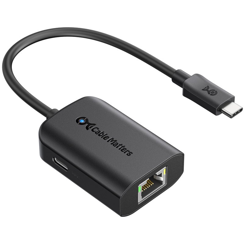 Cable Matters USB C to Gigabit Ethernet Adapter with 100W Charging Compatible with MacBook Pro, Dell XPS, Surface Pro - Up to 480Mbps for Chromecast with Google TV (Google TV Chromecast 2020 Version) - Image 1