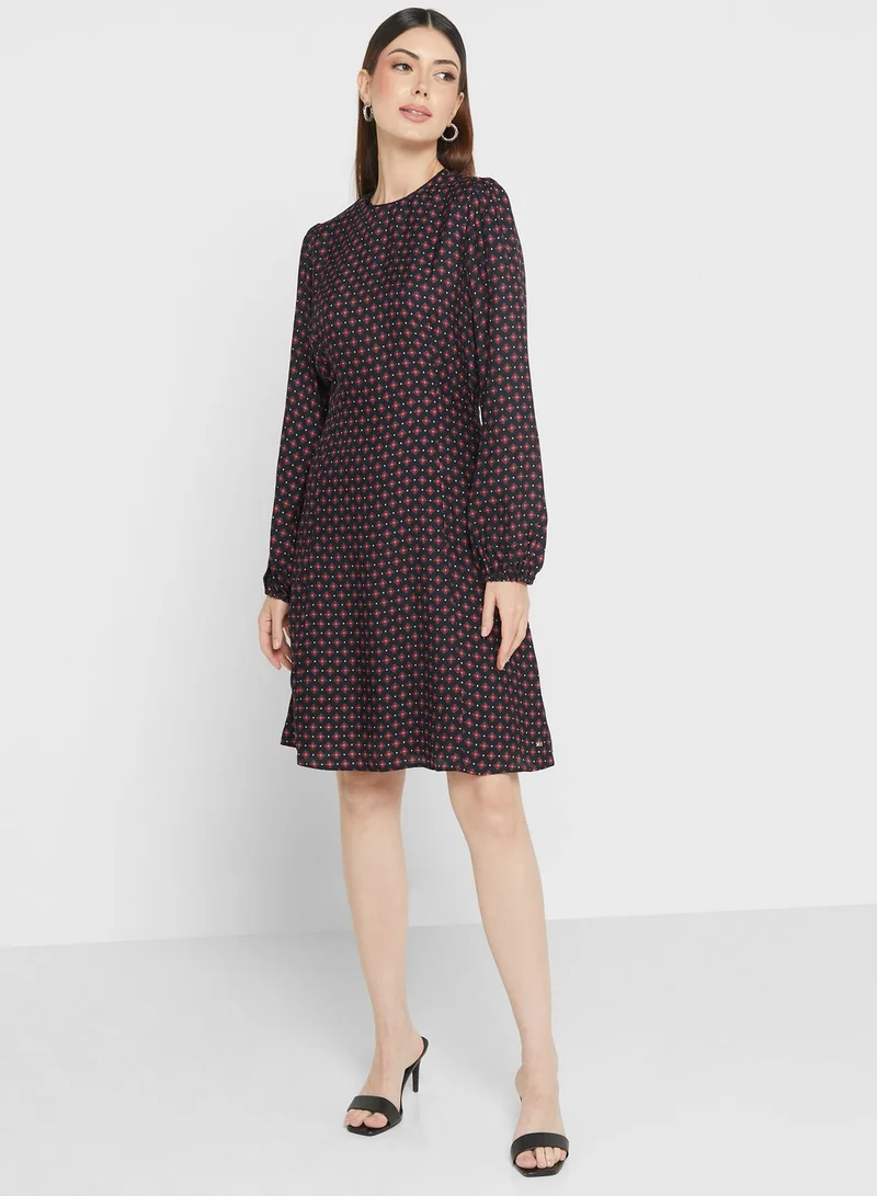 TOMMY HILFIGER Balloon Sleeve Pleat Detail Dress
