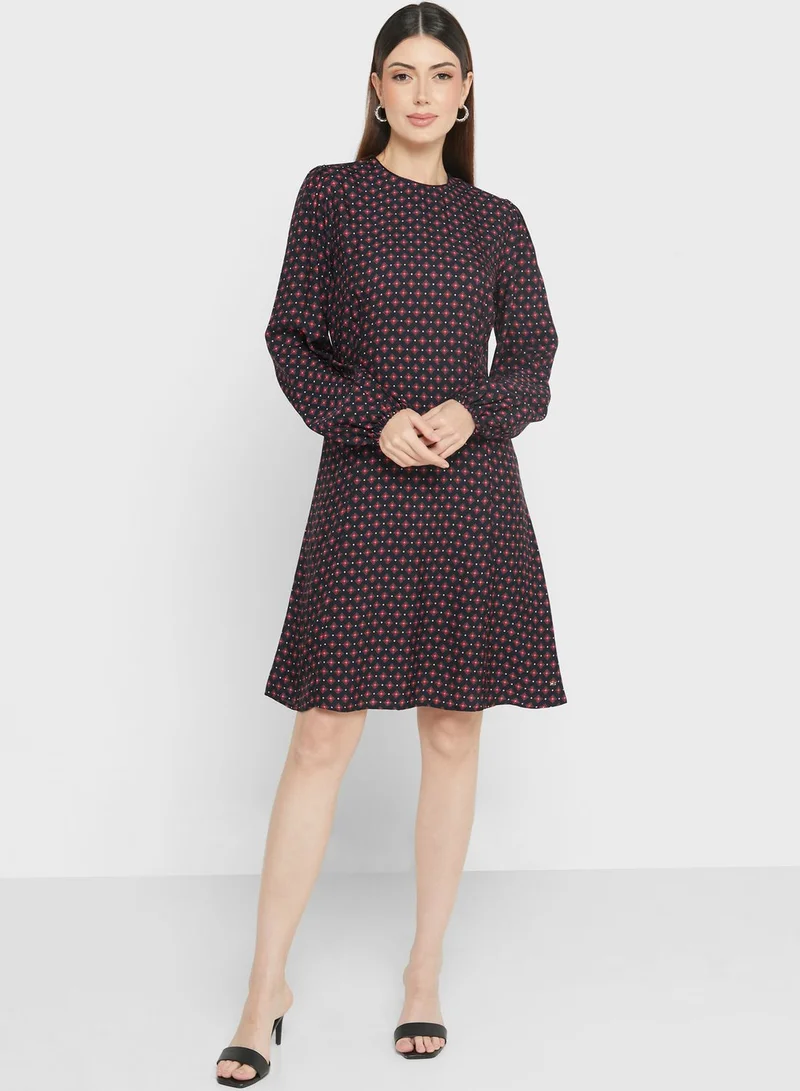 TOMMY HILFIGER Balloon Sleeve Pleat Detail Dress