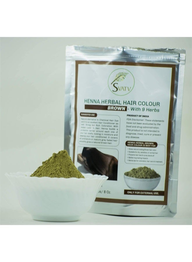 SVATV Brown Henna Hair Color with Goodness of 9 Herbs | Henna Mehndi for Hair, Make Hair Soft & Shiner Natural Hair Color for Men & Women 227g,08oz Half Pound - Image 2