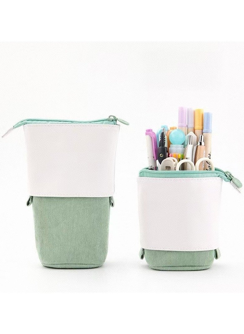 ANGOO Stretchable pencil case, pen holder, pop-up pencil case, vertically extendable pencil case, vertical storage bag, perfect for vacation and New Year's office bags - Image 2