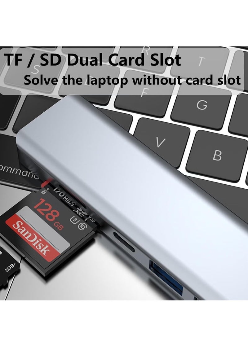 ELTRAZONE محور USB C 7 في 1 مع HDMI 4K، 2 منفذ USB 3.0، USB 2.0، USB C، قارئ بطاقة SD/TF و 100W PD – متوافق مع أجهزة Mac و Dell و HP المحمولة والأجهزة الطرفية – الحل النهائي للاتصال - Image 3