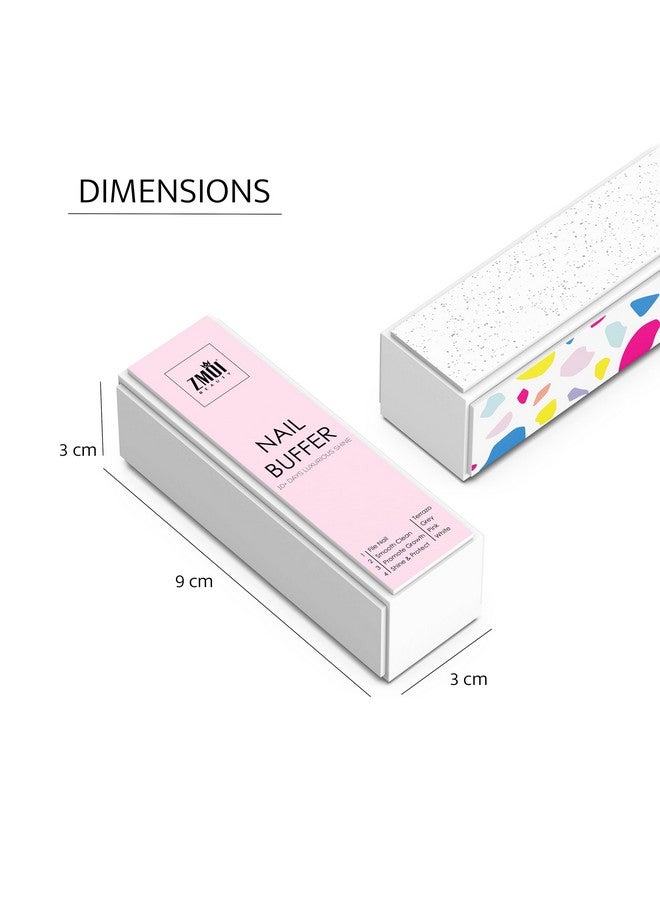زد ام او اي مجموعة تلميع الأظافر الاحترافية المكونة من قطعتين من مجموعة تلميع الأظافر الكورية الفاخرة ذات 4 اتجاهات، باللون الوردي الطبيعي اللامع للأظافر، أدوات مانيكير باديكير للمنزل والصالون - Image 3