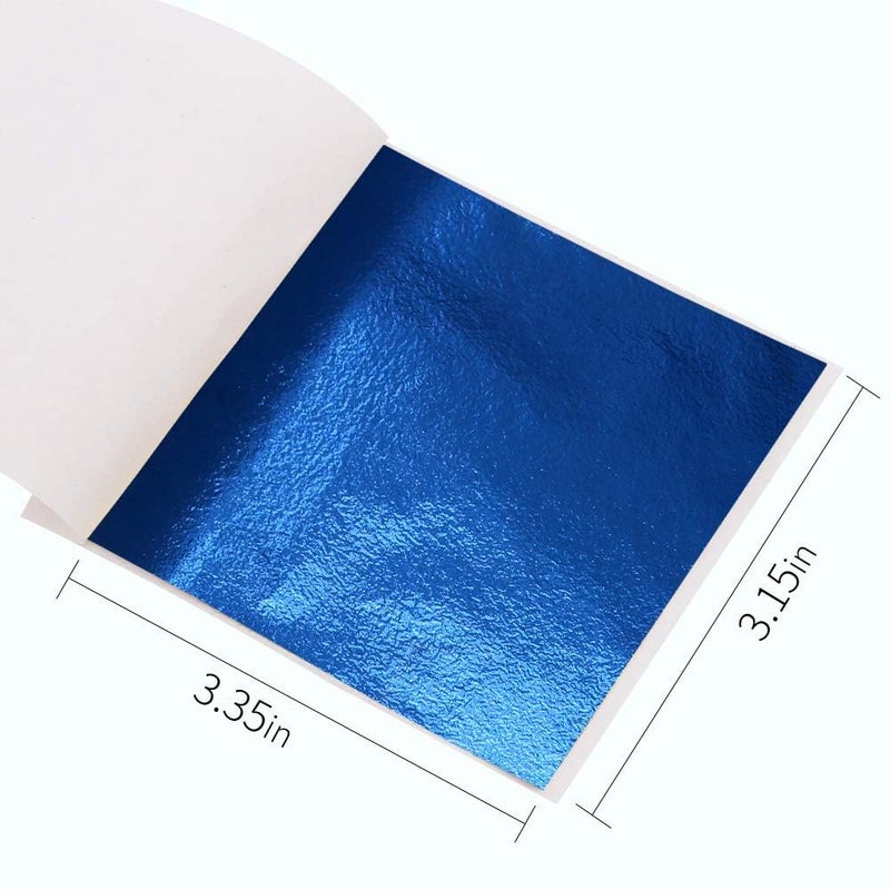 KINNO 100 Sheets Imitation Gold Foil Sheets - Blue Gold Leaf Sheets for Arts Decoration, Sculpture, Gilding, Nails, Handcrafts, Picture Frames, Paintings, Furniture, Wall, 3.15 by 3.35 Inches - Image 2