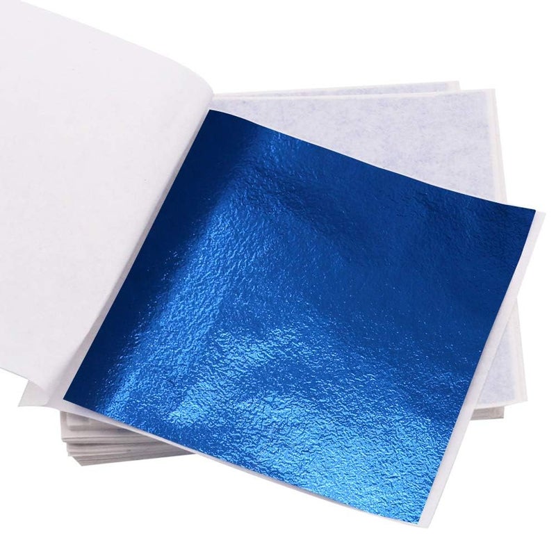 KINNO 100 Sheets Imitation Gold Foil Sheets - Blue Gold Leaf Sheets for Arts Decoration, Sculpture, Gilding, Nails, Handcrafts, Picture Frames, Paintings, Furniture, Wall, 3.15 by 3.35 Inches - Image 3