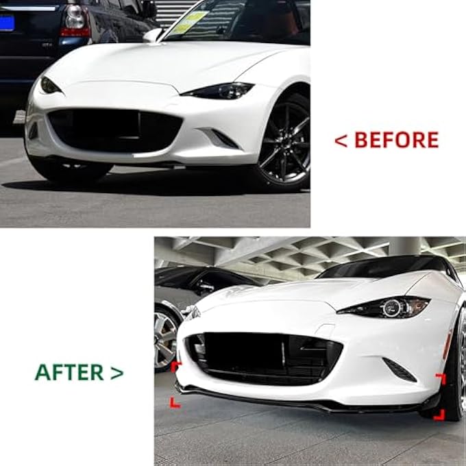 CHICIRIS Front Bumper Lip Chin Spoiler, Glossy Black Racing Look Aerodynamic for MX5 Miata ND 2016 Onwards, Made of ABS Material for Long Lasting Performance, Improves Aerodynamics and - Image 2