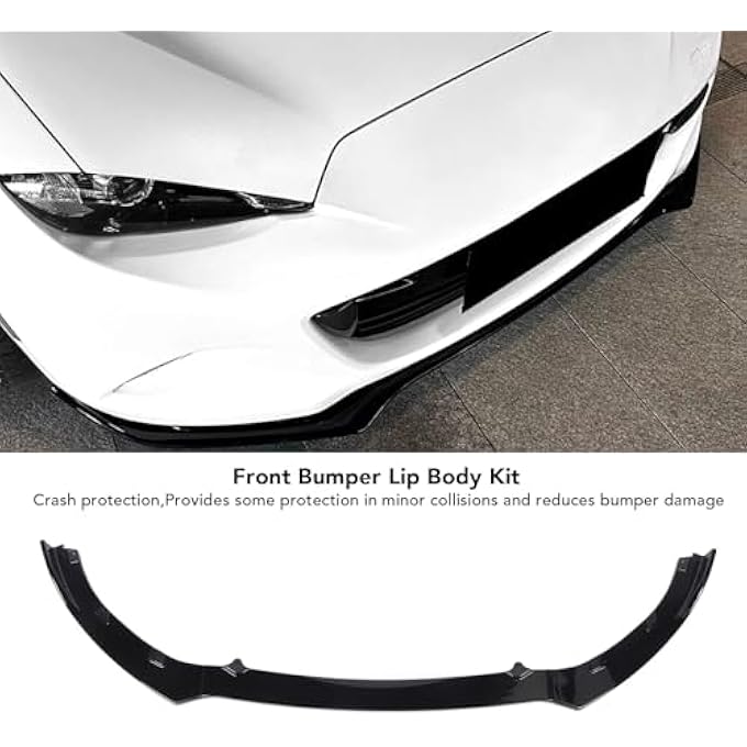 CHICIRIS Front Bumper Lip Chin Spoiler, Glossy Black Racing Look Aerodynamic for MX5 Miata ND 2016 Onwards, Made of ABS Material for Long Lasting Performance, Improves Aerodynamics and - Image 4