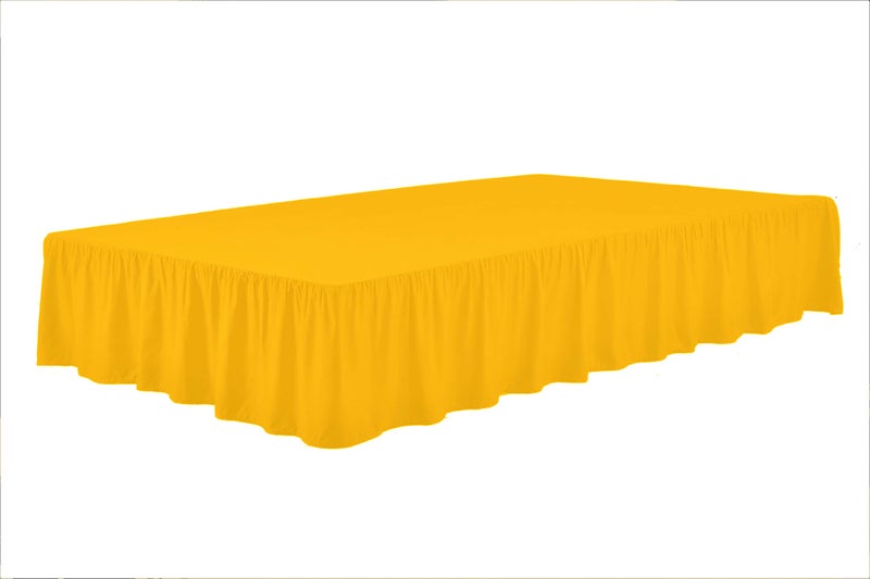 Sheets & Beyond Wrap Around Solid Microfiber Luxury Hotel Quality Fabric Bedroom Gathered Ruffled Bedding Bed Skirt 14 Inch Drop (Full  Yellow) - Image 4