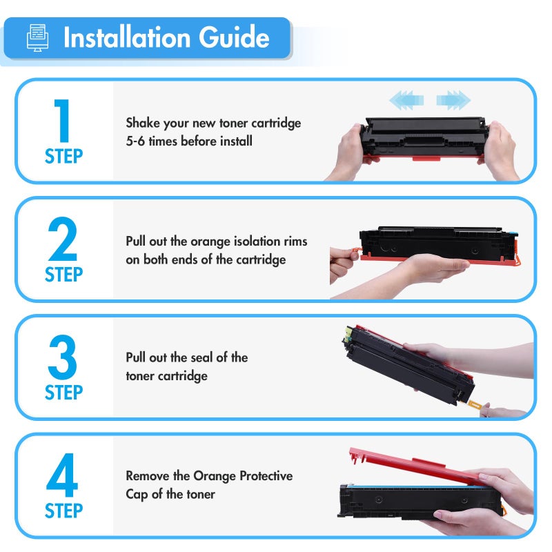 TRUE IMAGE 414A Toner Cartridges 4 Pack: MFP M479fdw M454dw Compatible for HP414A 414X 414 M479fdn M454dn Color Laserjet Pro M479fdw M455dn M479 M454 Printer Ink High Yield with Chip Black Cyan Yellow Magenta - Image 5
