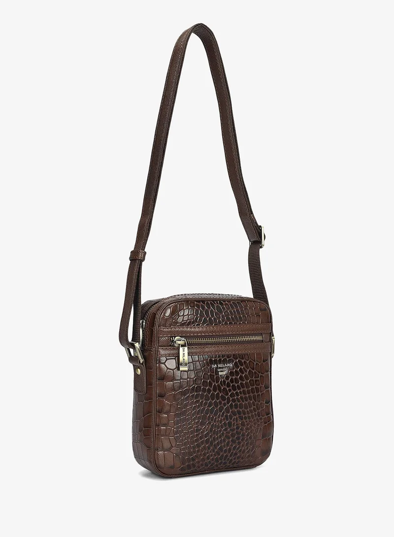 Da Milano Croco Leather Men Sling - Walnut