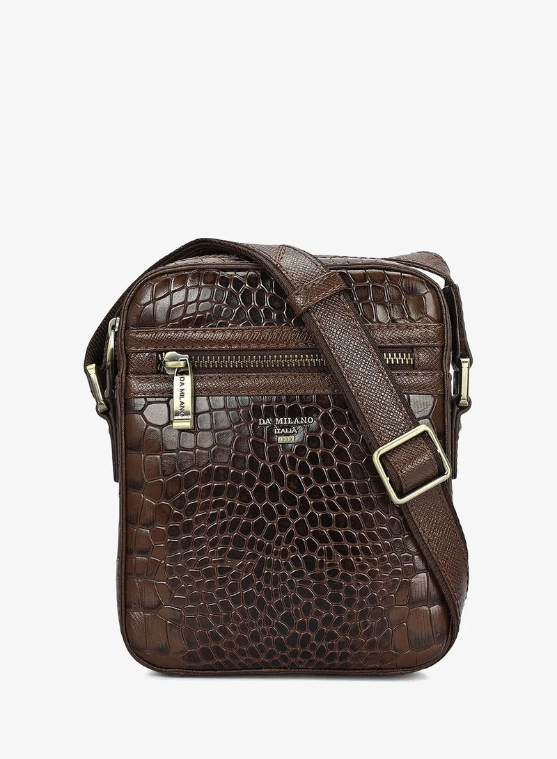 Croco Leather Men Sling - Walnut