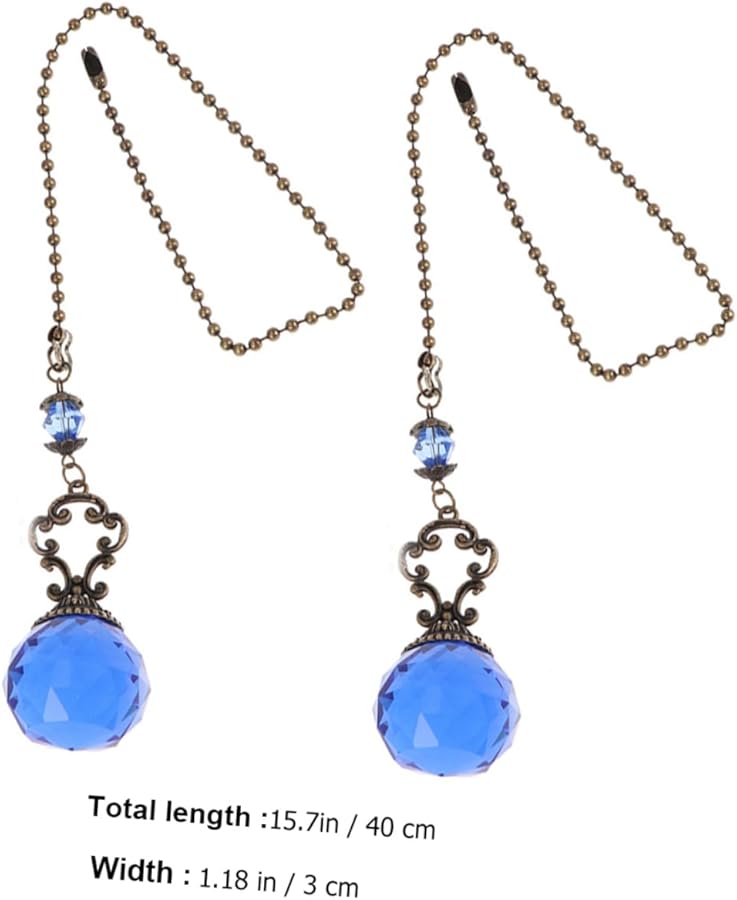 سلسلة سحب مروحة سقف كريستال بال امتداد 2 قطعة لتزيين مصباح معلق - Image 3