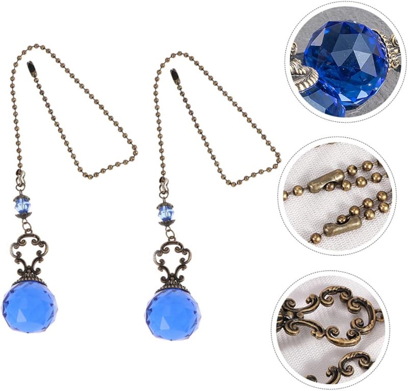 سلسلة سحب مروحة سقف كريستال بال امتداد 2 قطعة لتزيين مصباح معلق - Image 5